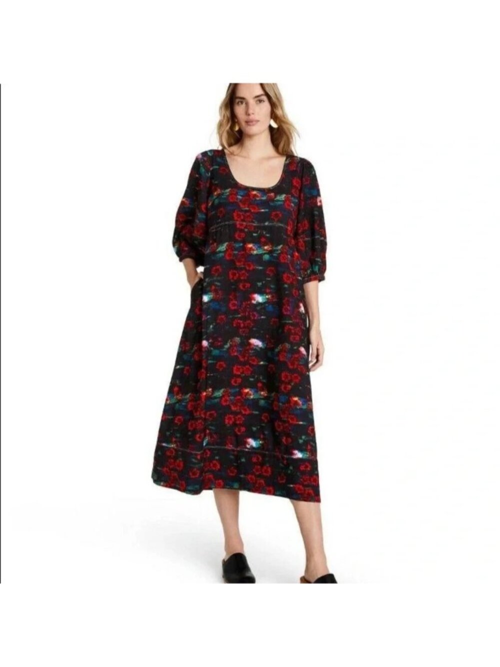Rachel Comey x Target Dress Womens 0 Floral Print Volume 3/4 Sleeve Red